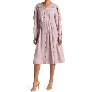 TIBI NWOT Open Pink 3 Striped Twill Anorak Pink Dress M